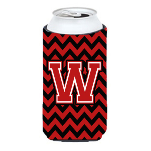 Litera W Chevron Black and Red Tall Boy Beaverage Izsolator Hugger CJ1047-WTBC