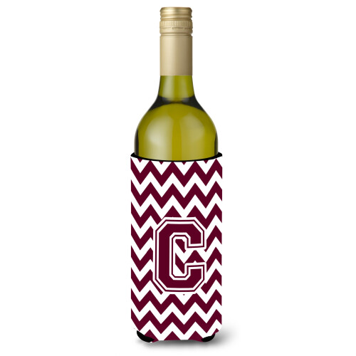 Litera C Chevron Maroon ?i White Buttle Beaverage Izsolator Hugger CJ1051-Cliterk