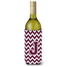 Litera J Chevron Maroon ?i White Bottle Beaverage Izsolator Hugger CJ1051-Jliterk