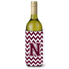 Letter N Chevron Maroon ja valkoviinipullo juomaeriste Hugger CJ1051-NLITERK