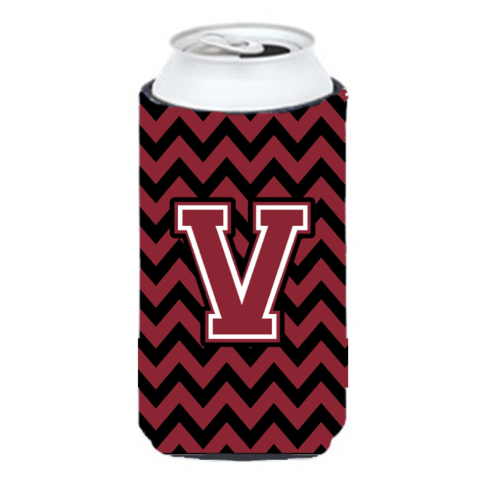 Letter V Chevron Granaat En Zwarte Tall Boy Drankisolator Hugger CJ1052-VTBC-image