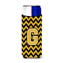 Letter G Chevron Black en Gold Ultra-drankisolatoren voor slanke blikjes CJ1053-GMUK