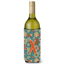 Litera X Flori retro vinul albastru de bauturi izolatoare Hugger CJ2012-Xliterk