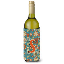 Letter S Flowers Retro Modr lhev na vno Npojov izoltor Hugger CJ2012-SLITERK