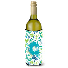 Litera C Flori ?i fluturi Teal Blue Vin sticla Baut Izolator Hugger CJ2006-Cliterk