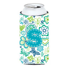 Letter s Flowers and Fluturi Teal Blue Baie?el nalt Baut Izolator Hugger CJ2006-STBC