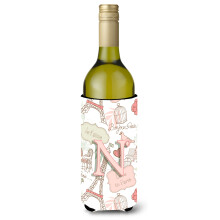 Litera n Love in Paris Pink Wine Bottle Beaverage Izsolator Hugger CJ2002-Nliterk