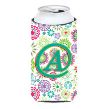 Scrisoare A Flori Pink Teal Verde Ini?ial Ini?ial Baie?i nalte Bauturi Izolator Hugger CJ2011-ATBC