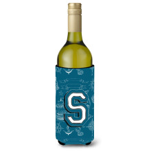 Litera S Sea Doodles Alfabet Ini?ial Vin Vin Izolator Bauturi Hugger CJ2014-Sliterk