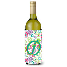 Litera j flori roz teal verde de vinuri ini?iale bauturi izolatoare Hugger CJ2011-Jliterk