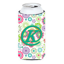 Litera k flori roz teal verde ini?ial nalt baiat de bauturi izolator hugger cj2011-ktbc