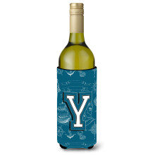 Litera y Sea Doodles alfabet de vinuri ini?iale Bauturi Baut Izolator Hugger CJ2014-ILITERK