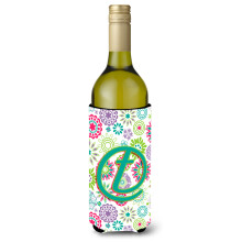 Litera t flori roz teal verde de vinuri ini?iale bauturi izolator Hugger CJ2011-Tliterk