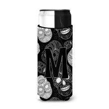 Letter M Day of the Dead Skulls Black Ultra Juomaeristeet ohuille tölkeille CJ2008-MMUK