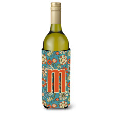 Litera m Flori retro vinul albastru de bauturi izolatoare Hugger CJ2012-Mliterk