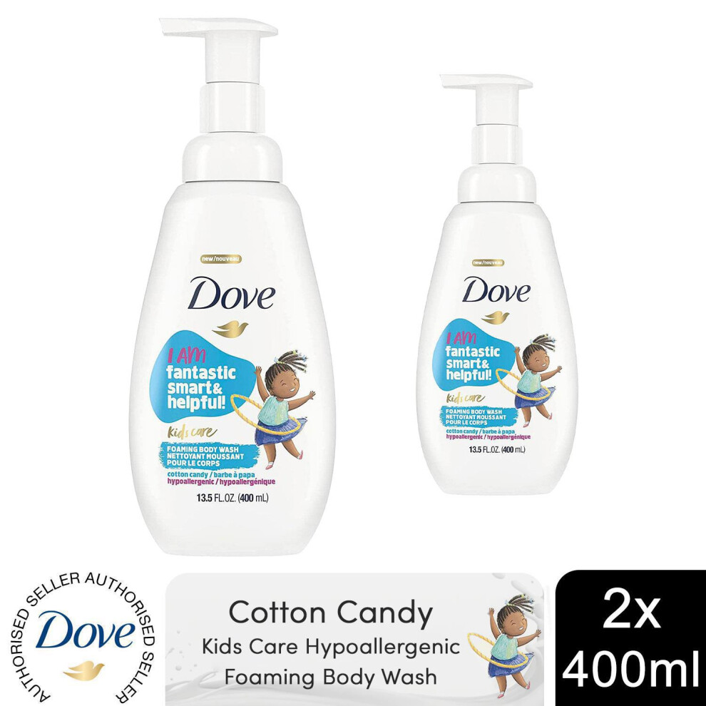 Dove Kids Care Body Wash Cotton Candy Foaming Wash, 2x400ml