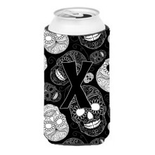Letter X Dag van de Dode Schedels Zwarte Lange Jongen Drankisolator Hugger CJ2008-XTBC