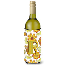 Letter R Bloemenmosterd en groene wijnfles Drankisolator Hugger CJ2003-RLITERK