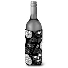 Letter Z Dag van de Dode Schedels Zwarte Wijnfles Drankisolator Hugger CJ2008-ZLITERK