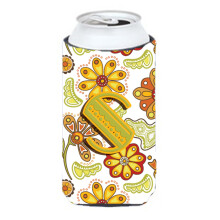 Scrisoare s mu?tar floral ?i verde baiat nalt, izolator de bauturi Hugger CJ2003-Stbc