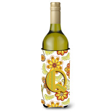 Litera Q Floral Mustard and Green Bottle Beaverage Izsolator Hugger CJ2003-Qliterk