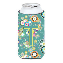 Letter T Cirkel Cirkel Teal Initial Alfabet Tall Boy Beverage Isolator Hugger CJ2015-TTBC