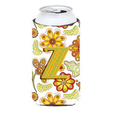 Letter Z Bloemenmosterd en groene Tall Boy Beverage Isolator Hugger CJ2003-ZTBC