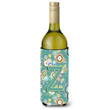 Letter Z Cirkel Cirkel Teal Initial Alfabet Wijnfles Drank Isolator Hugger CJ2015-ZLITERK