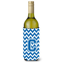 Letter C Chevron blauwe en witte wijnfles drankisolator Hugger CJ1056-CLITERK
