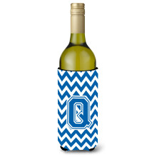 Letter Q Chevron blauwe en witte wijnfles drankisolator Hugger CJ1056-QLITERK
