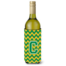 Letter C Chevron groene en gouden wijnfles drankisolator Hugger CJ1059-CLITERK