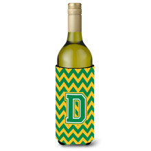 Letter D Chevron groene en gouden wijnfles drankisolator Hugger CJ1059-DLITERK