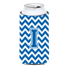 Letter I Chevron blauw en wit Tall Boy drankisolator Hugger CJ1056-ITBC