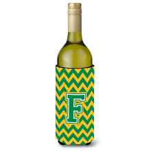 Letter F Chevron groene en gouden wijnfles drankisolator Hugger CJ1059-FLITERK