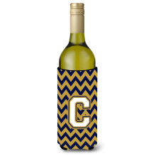 Litera C Chevron Navy Blue and Gold Bottle Beaverage Izsolator Hugger CJ1057-Cliterk