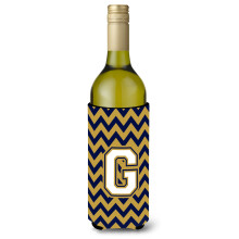 Litera G Chevron Navy Blue and Gold Bottle Beaverage Izsolator Hugger CJ1057-Gliterk
