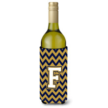 Letter F Chevron marineblauw en goud wijnfles drankisolator Hugger CJ1057-FLITERK