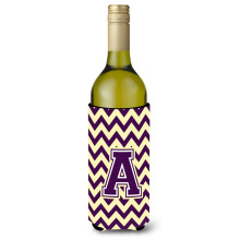 Letter A Chevron paarse en gouden wijnfles drankisolator Hugger CJ1058-ALITERK