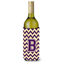Letter B Chevron paarse en gouden wijnfles drankisolator Hugger CJ1058-BLITERK