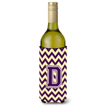 Letter D Chevron Paars en Goud Wijnfles Drankisolator Hugger CJ1058-DLITERK