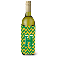 Letter H Chevron groene en gouden wijnfles drankisolator Hugger CJ1059-HLITERK