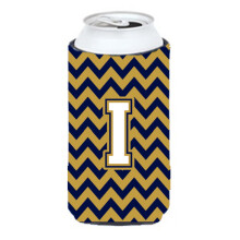 Letter I Chevron marineblauw en goud Tall Boy Beverage Isolator Hugger CJ1057-ITBC