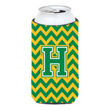 Litera H Chevron Green and Gold Tall Boy Beaverage Izsolator Hugger CJ1059-HTBC