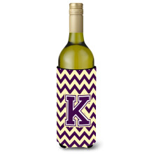 Letter K Chevron paarse en gouden wijnfles drankisolator Hugger CJ1058-KLITERK