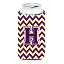 Letter H Chevron Paars en Goud Tall Boy Beverage Isolator Hugger CJ1058-HTBC