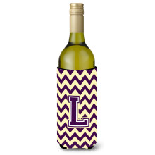 Letter L Chevron paarse en gouden wijnfles drankisolator Hugger CJ1058-LLITERK