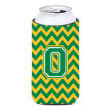 Letter O Chevron groen en goud Tall Boy Beverage Isolator Hugger CJ1059-OTBC