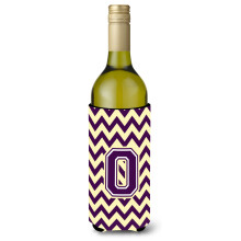 Letter O Chevron paarse en gouden wijnfles drankisolator Hugger CJ1058-OLITERK