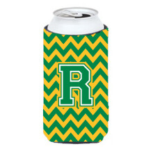 Letter R Chevron groen en goud Tall Boy Beverage Isolator Hugger CJ1059-RTBC