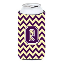 Letter Q Chevron Paars en Goud Tall Boy Beverage Isolator Hugger CJ1058-QTBC
